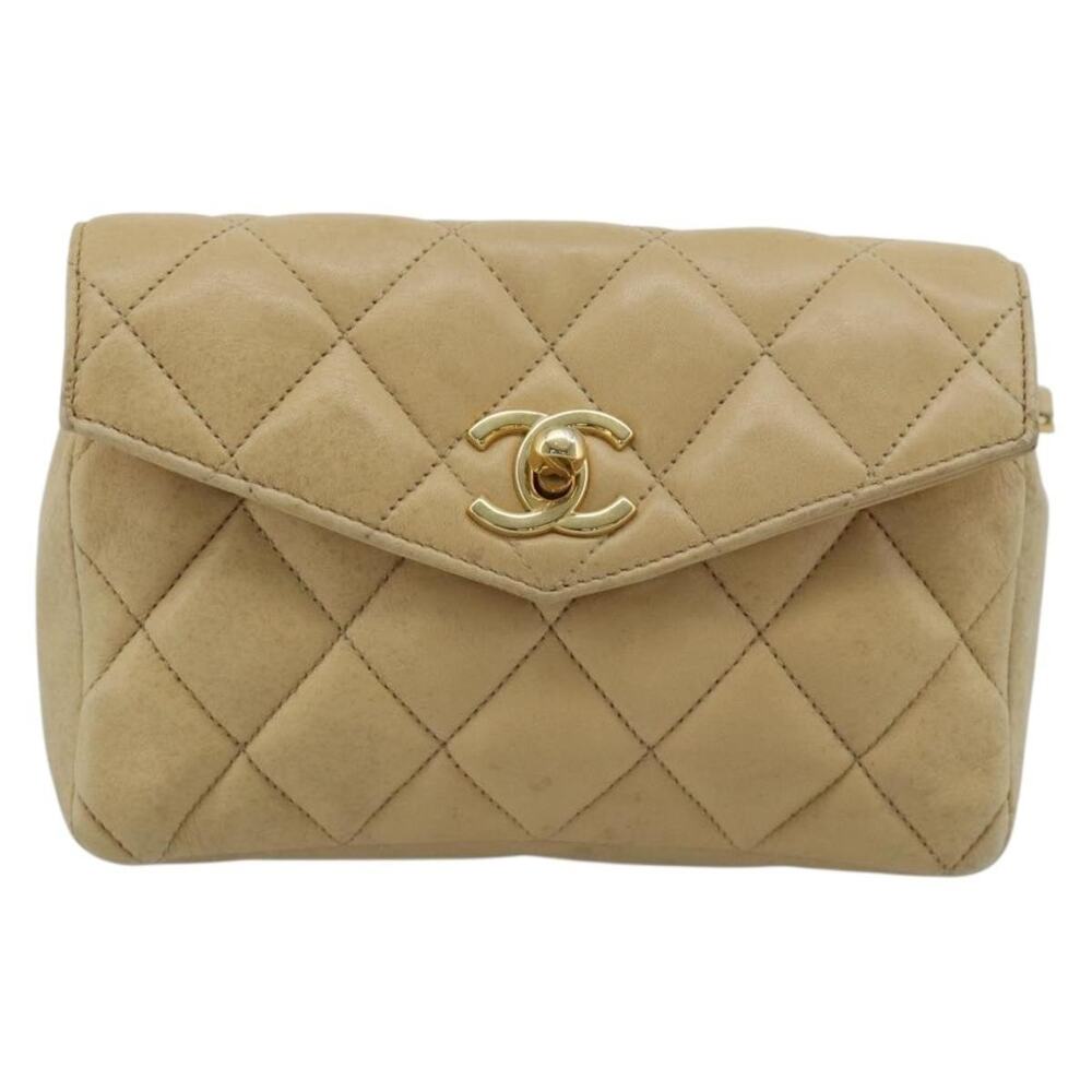 Chanel Matelasse Lambskin Leather Waist Bag Beige